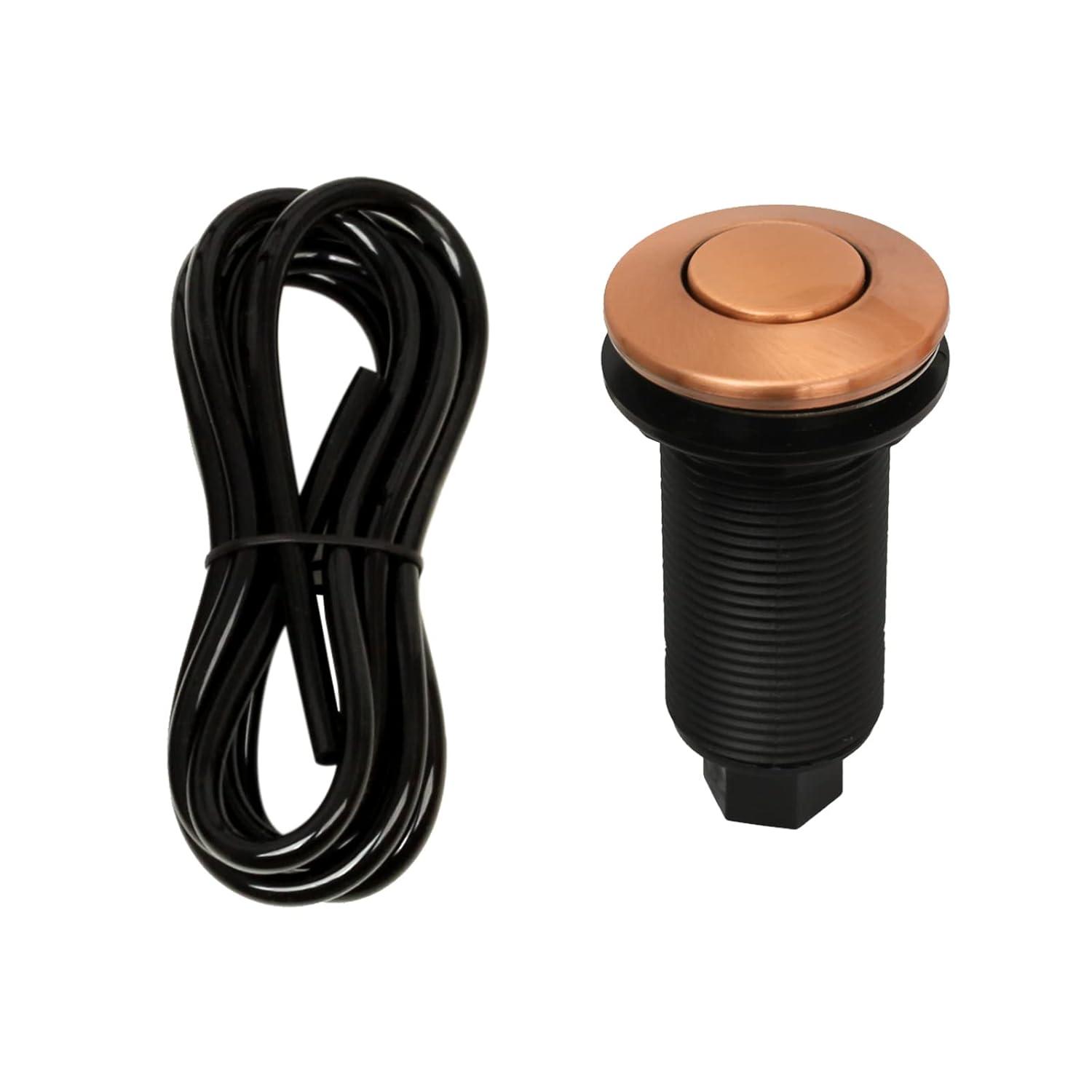 Akicon Garbage Disposal Air Switch with Air Hose, Sink Top Push Button Replacement for Air Switch Garbage/Waste Disposal Outlet (Copper)