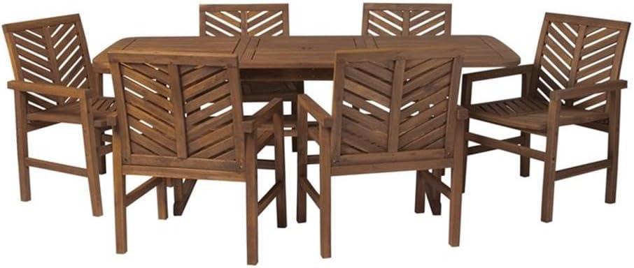 7-Piece Extendable Outdoor Patio Dining Set - Dark Brown