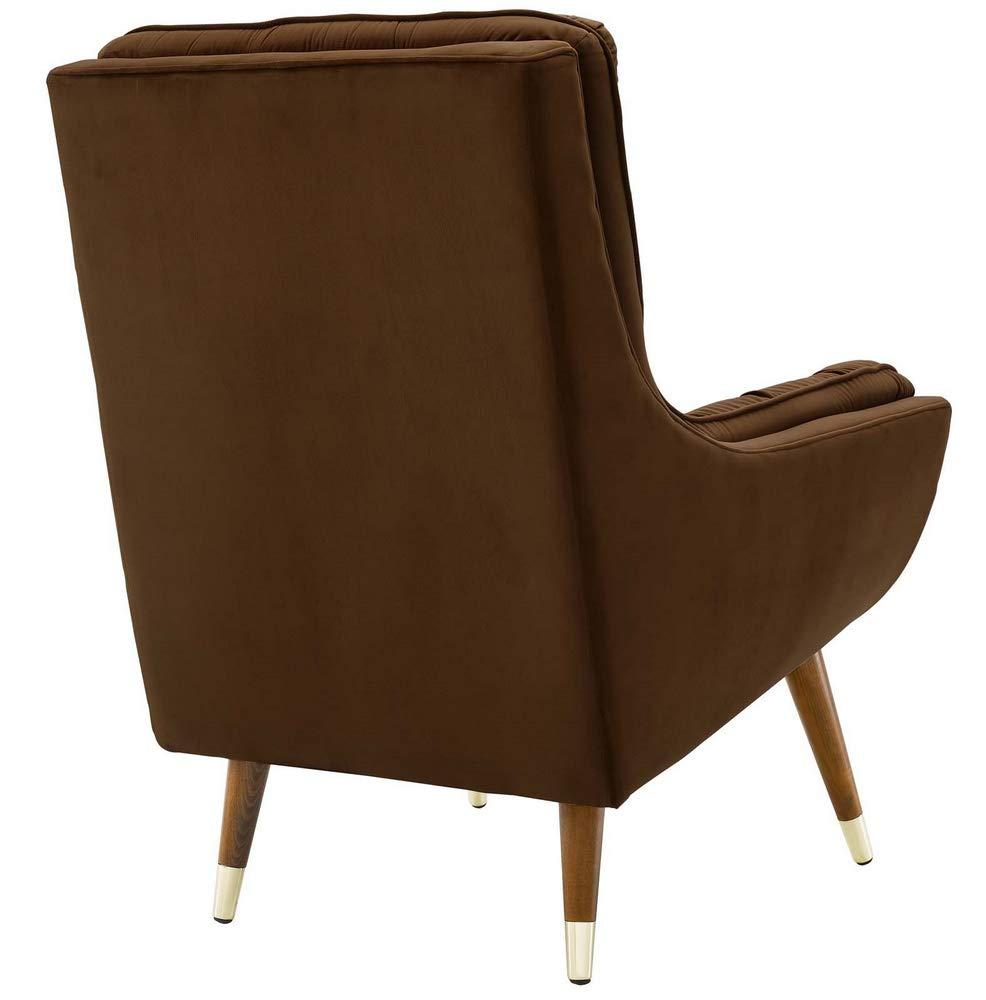 Modway Suggest Tufted Performance Velvet Lounge Chair in Brown