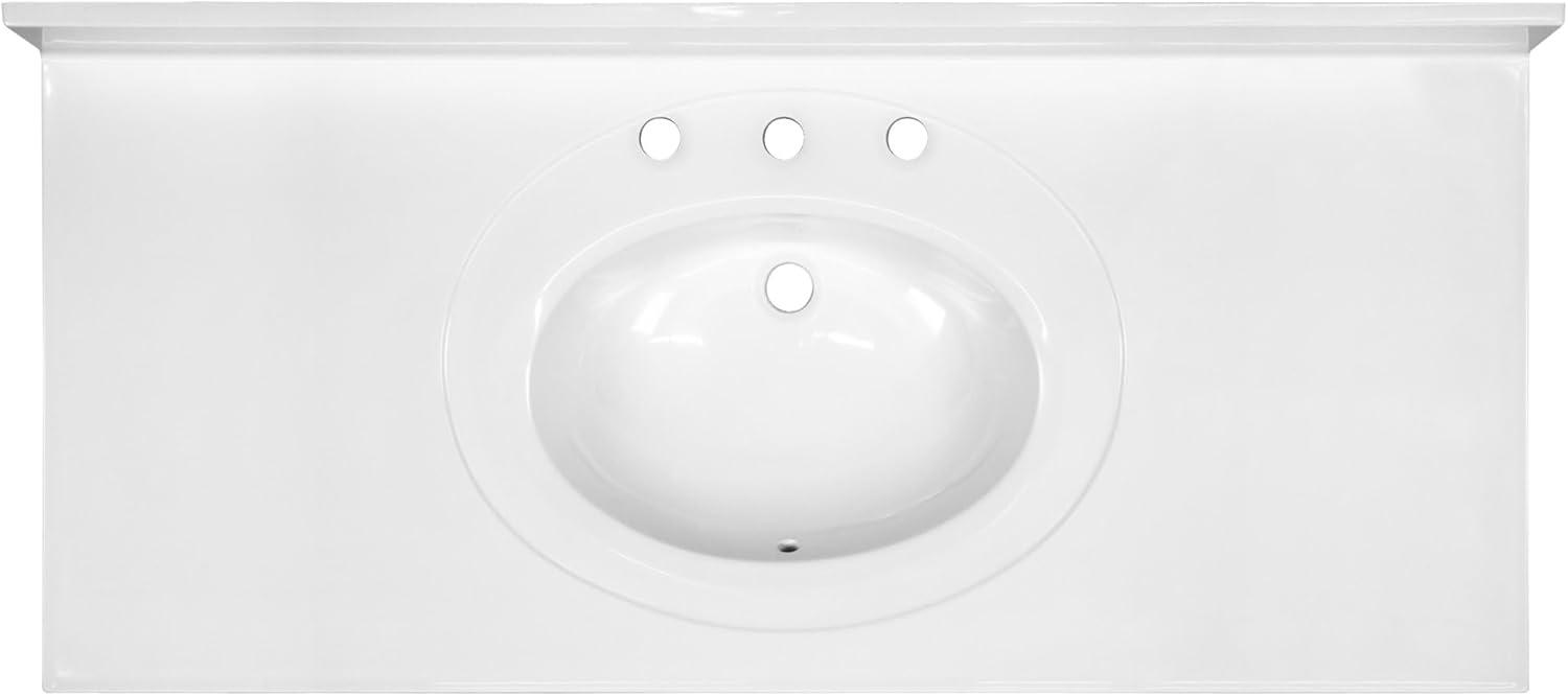 Cultured Marble Widespread Vanity Top – 49-Inch Single Bowl Sink 8-Inch Widespread with Integrated Backsplash – Reinforced Packaging – Solid White, Design House, 586388