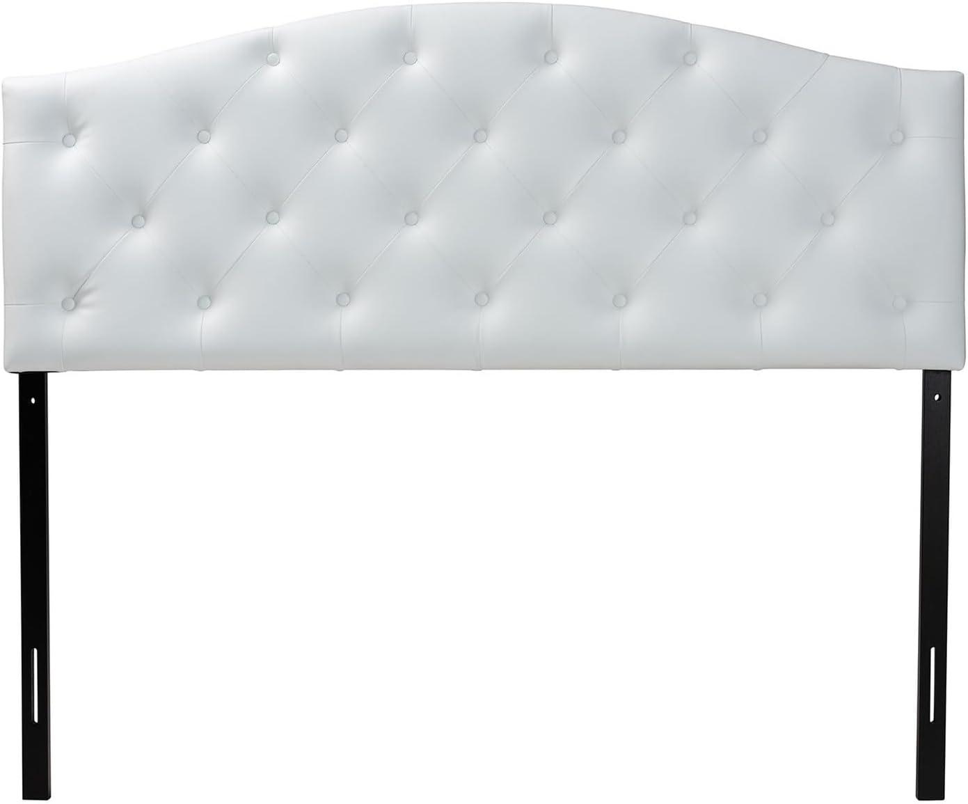 Full Myra Modern And Contemporary Faux Leather Upholstered Button-Tufted Scalloped Headboard White - Baxton Studio: Elegant Design, Wood Frame Mounted