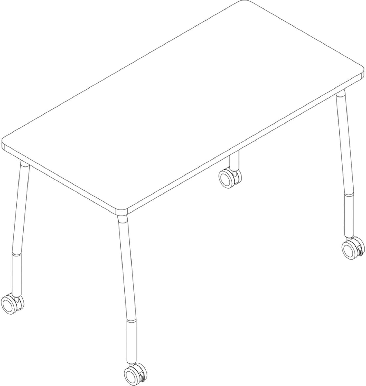 Rectangle 2 Person 23.63'' L Training Table with Casters