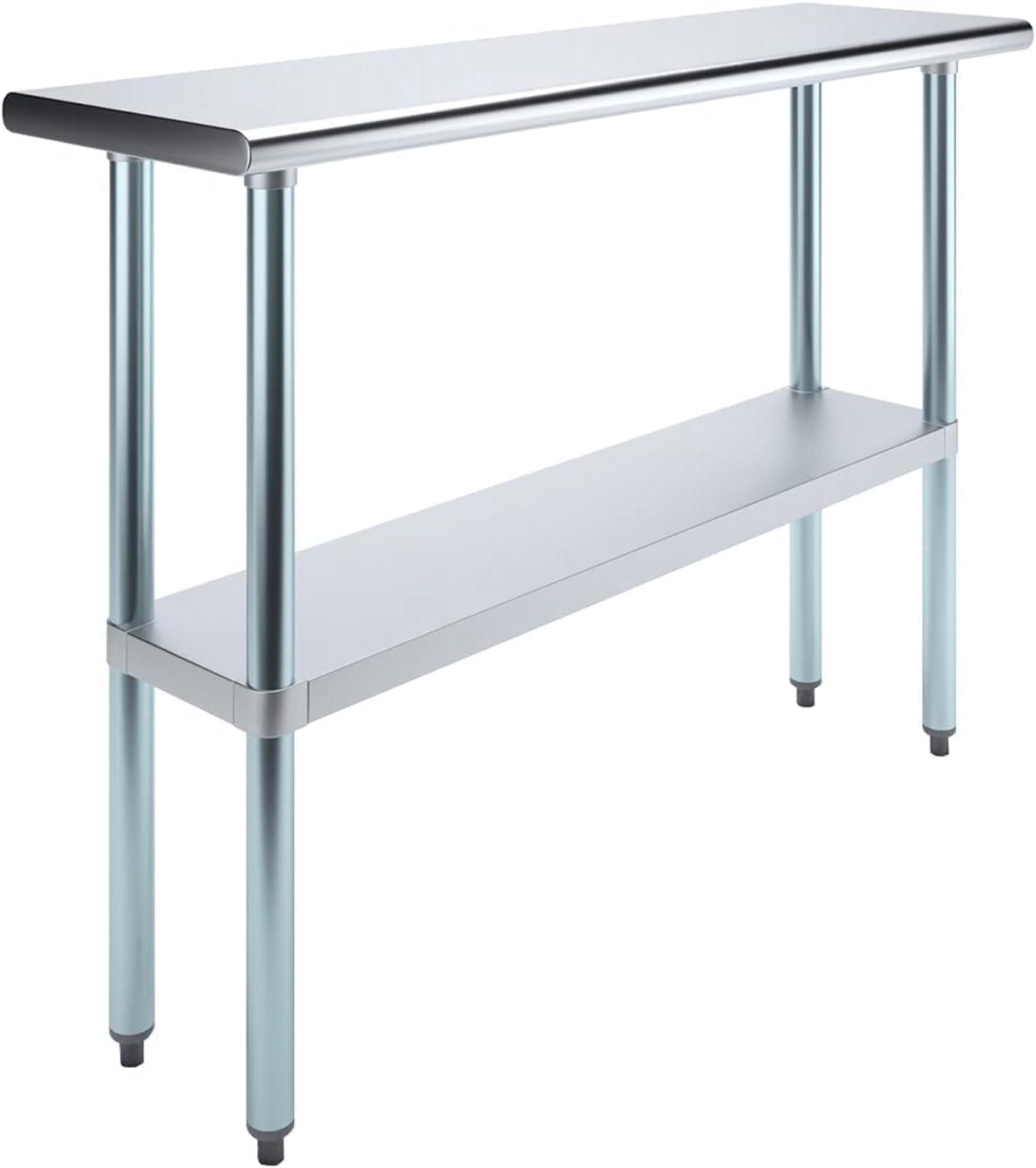 48" Stainless Steel Kitchen Utility Table with Adjustable Shelf