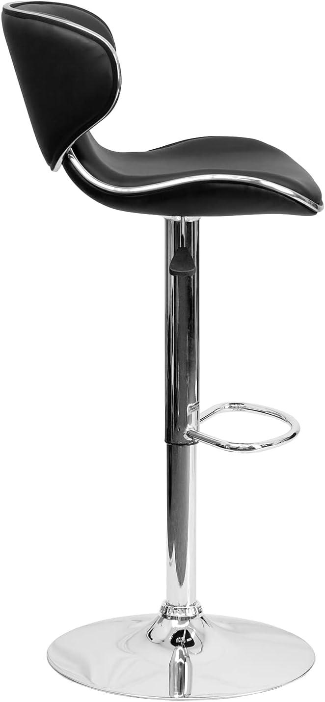 Flash Furniture Contemporary Cozy Mid-Back Vinyl Adjustable Height Barstool with Chrome Base