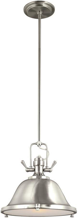 Brushed Nickel Stone Street 11.62" LED Pendant with Satin Etched Glass