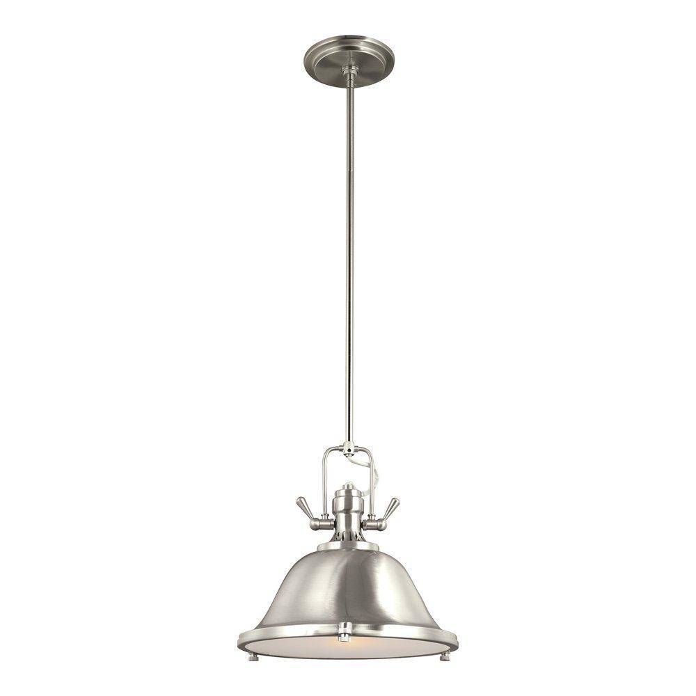 Brushed Nickel Stone Street 11.62" LED Pendant with Satin Etched Glass