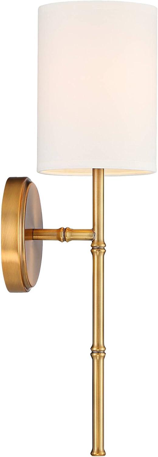 Regency Hill Abigale Modern Wall Light Sconces Set of 2 Brass Hardwire 5" Fixture White Fabric Shade for Bedroom Reading Living Room Hallway House