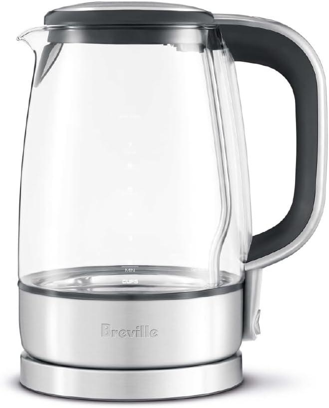 57 oz Silver Glass and Stainless Steel Electric Kettle