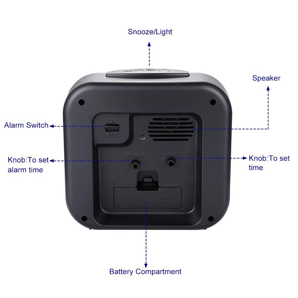 5.5" Silent Analog Alarm Clock Non Ticking, Gentle Wake, Beep Sounds, Increasing Volume, Battery Operated Snooze and Light Functions, Easy Set, Black (Best for Elder)