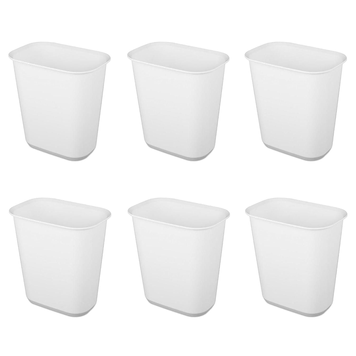 Sterilite Rectangular Wastebasket Open Top Trash Bin, 6 Pack