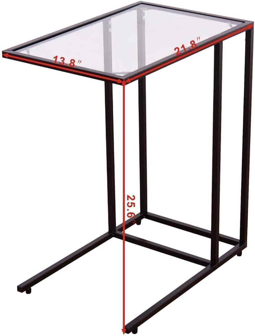 Canddidliike Sofa End Table Coffee Side Table with Glass Top, Glass Top Side Table, Sturdy Steel Frame, Easy to Clean, Great for End Tables & Decorative Displays