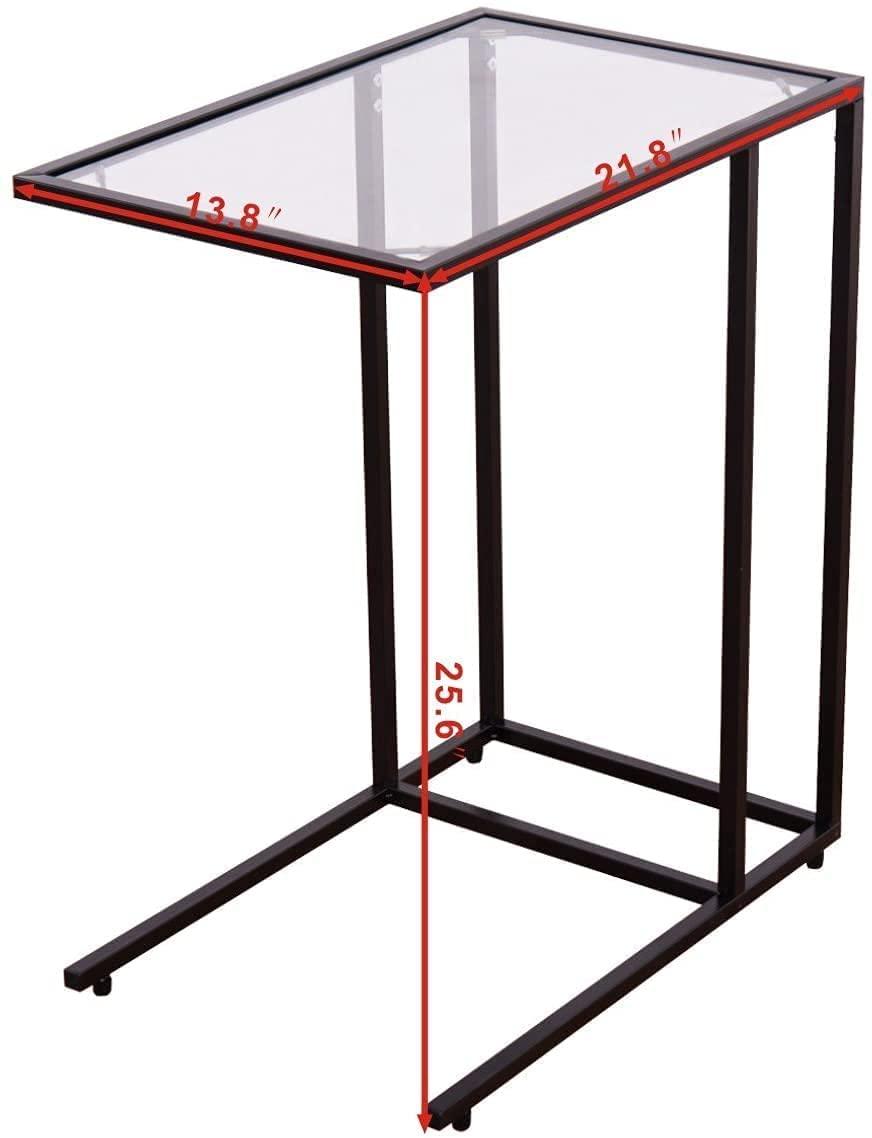 Canddidliike Sofa End Table Coffee Side Table with Glass Top, Glass Top Side Table, Sturdy Steel Frame, Easy to Clean, Great for End Tables & Decorative Displays