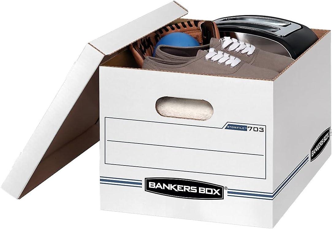 Bankers Box STOR/FILE Storage Box Letter/Legal Lift-off Lid White/Blue 12/Carton 00703