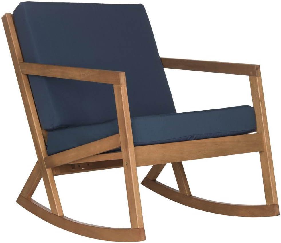 Vernon Rocking Chair Indoor/Outdoor - PAT7013 - Natural/Navy - Safavieh