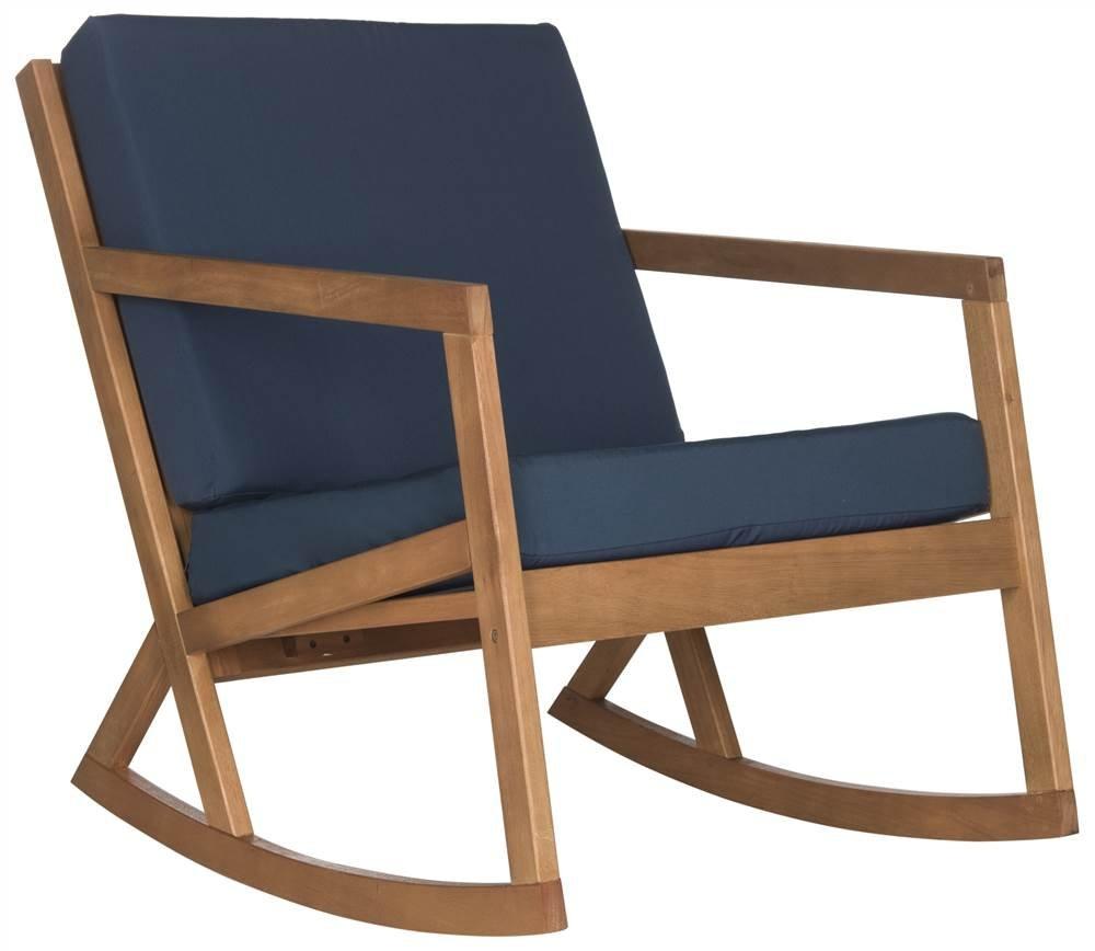 Vernon Rocking Chair Indoor/Outdoor - PAT7013 - Natural/Navy - Safavieh