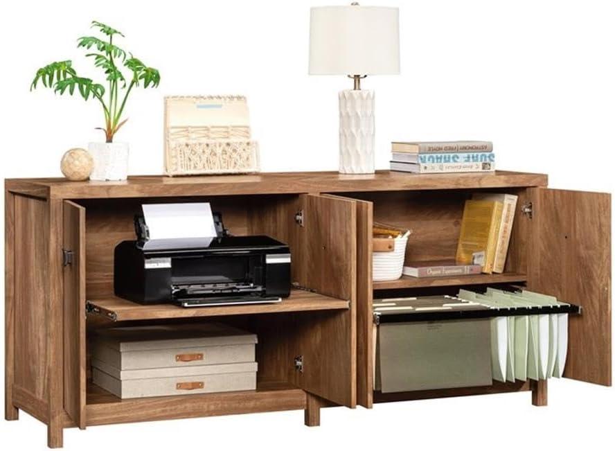 Sindoori Mango Brown Wood Office Credenza with Filing Cabinet