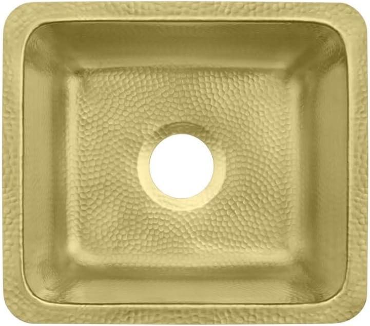 17" Hammered Brass Rectangular Single Basin Bar Sink