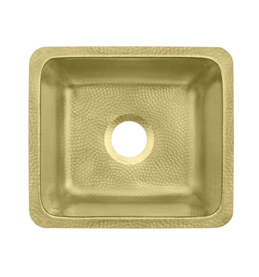 17" Hammered Brass Rectangular Single Basin Bar Sink