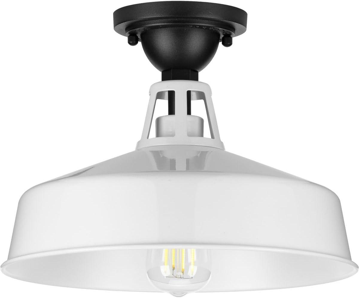 Progress Lighting Cedar Springs 1-Light Ceiling Light, White, Aluminum, Industrial-Style Shade