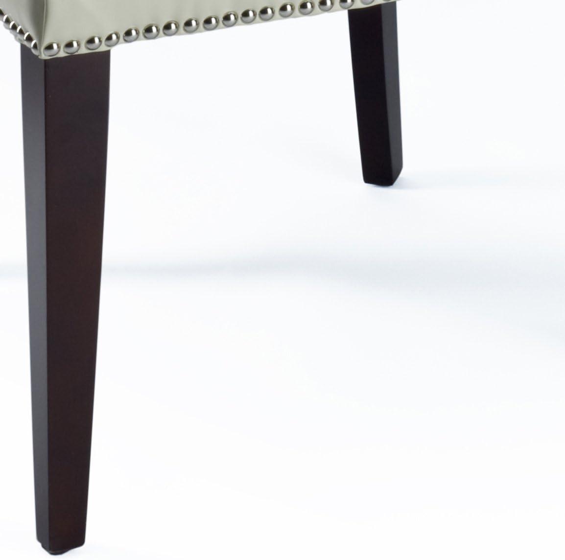Becca 19''H Dining Chair with Silver Nail Heads - Cream/Leather - Safavieh