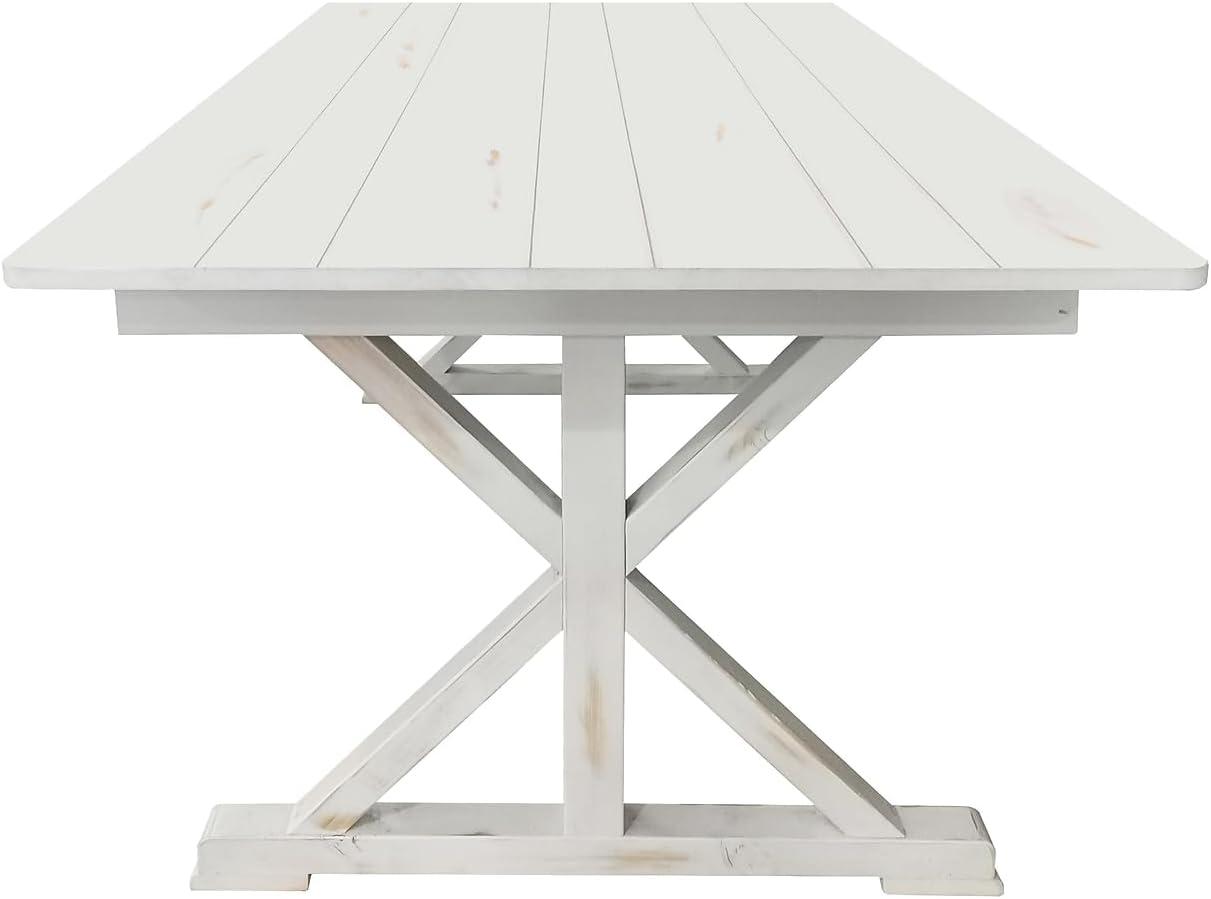 Flash Furniture Eternity Rectangular Solid Pine Farm Dining Table with Folding X-Style Legs