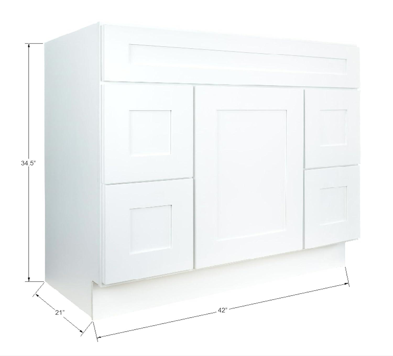 White Shaker Freestanding Bathroom Vanity with Drawers