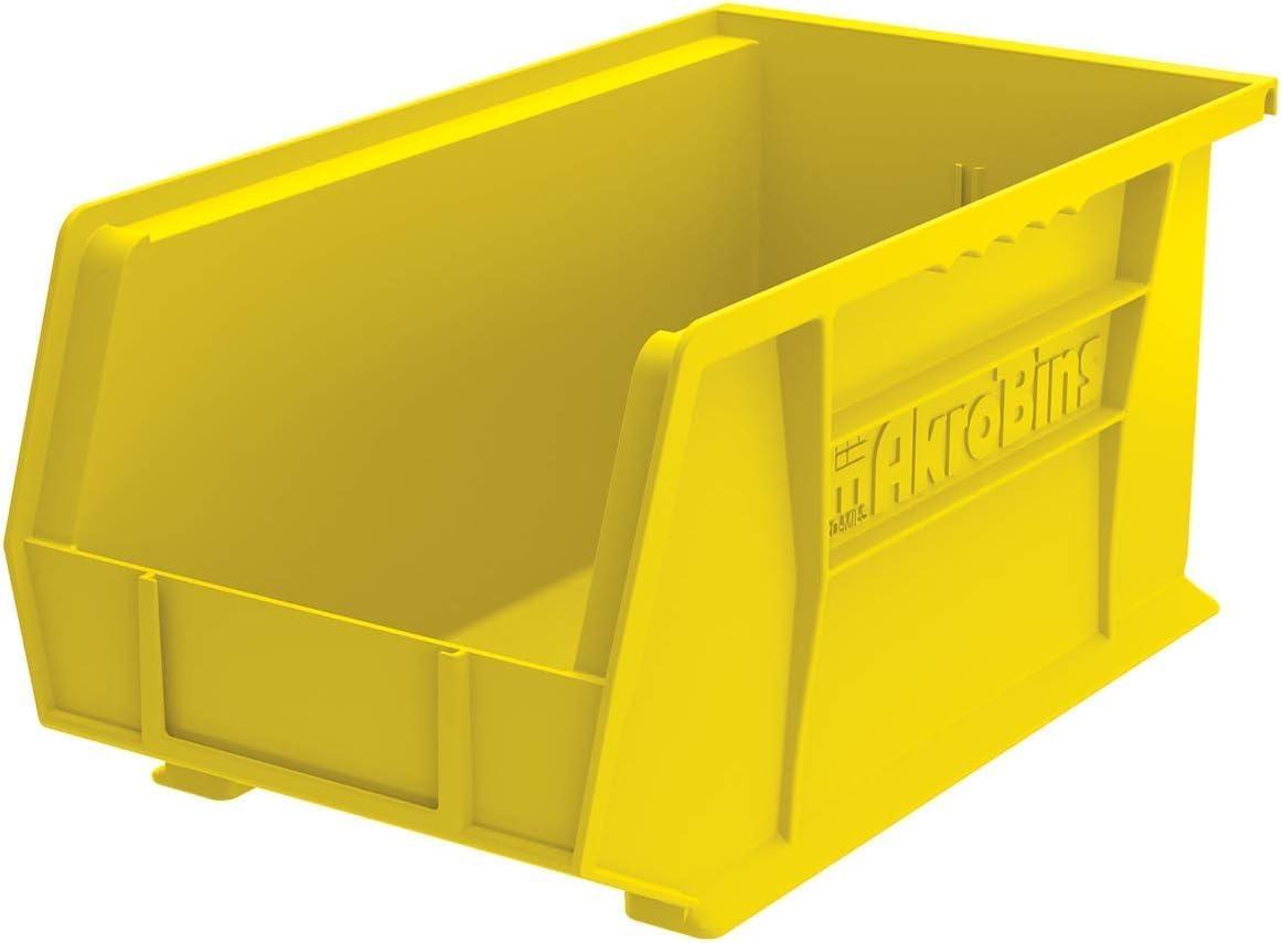 Yellow Stackable Plastic Storage Bin, 15 x 8 x 7 Inches