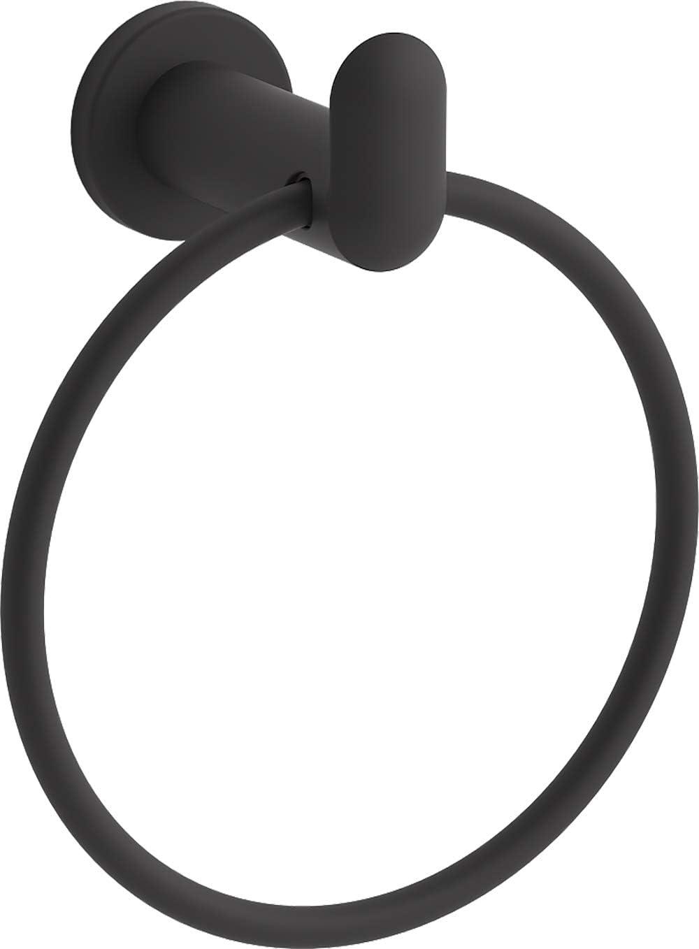 Matte Black Wall Mounted Metal Towel Ring