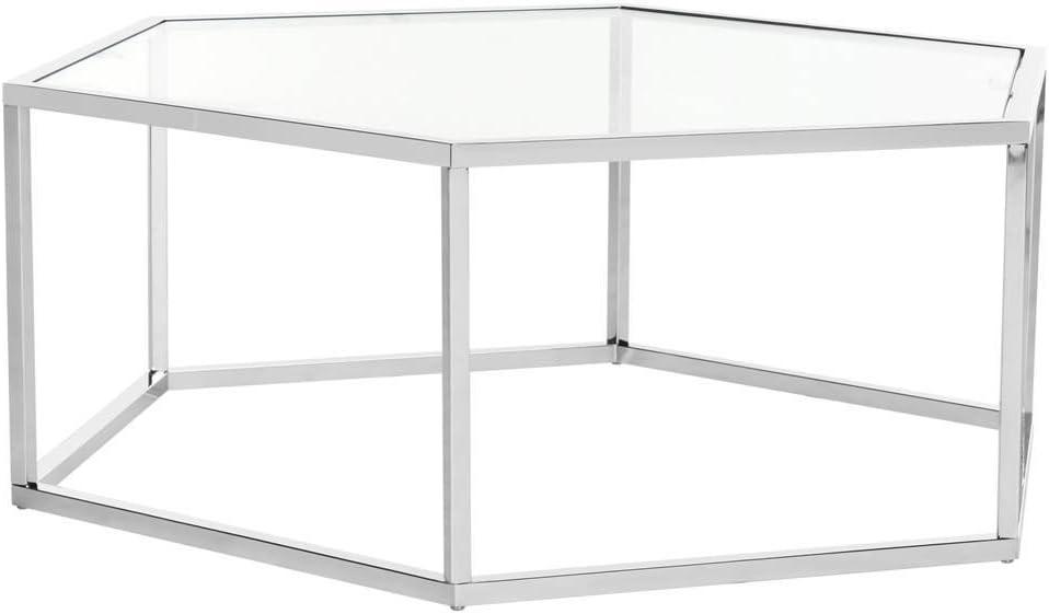 Eliana 36" Chrome and Glass Hexagonal Coffee Table