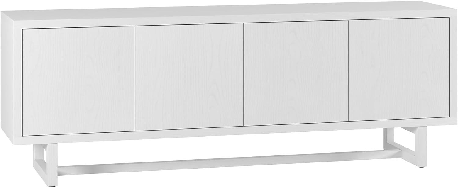 White Modern Rectangular TV Stand with Cabinets, 68"