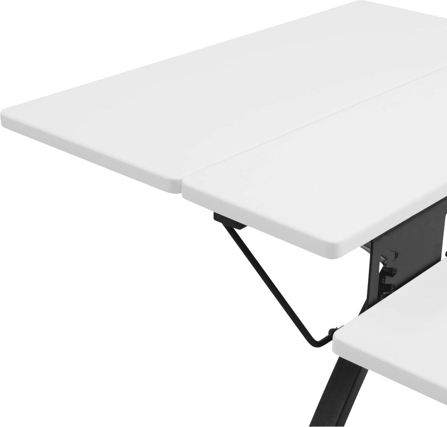 Comet Plus Sewing/Office Table with Fold Down Top, Height Adjustable Platform and Bottom Storage Shelf Black/White - Sew Ready: Crafting Desk