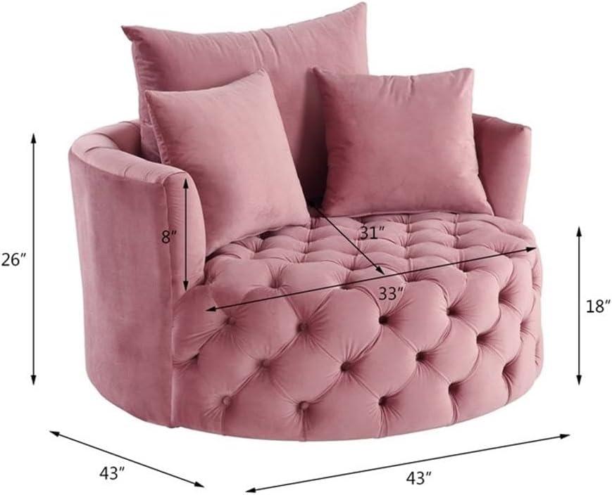 Acme Zunyas Accent Chair with Swivel in Pink Velvet