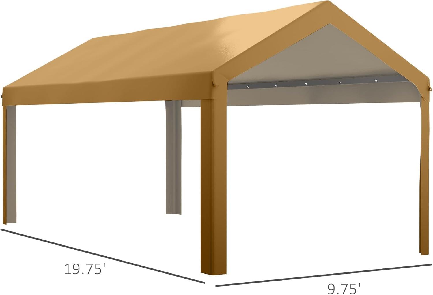 Beige 10' x 20' UV Resistant Carport Canopy Cover