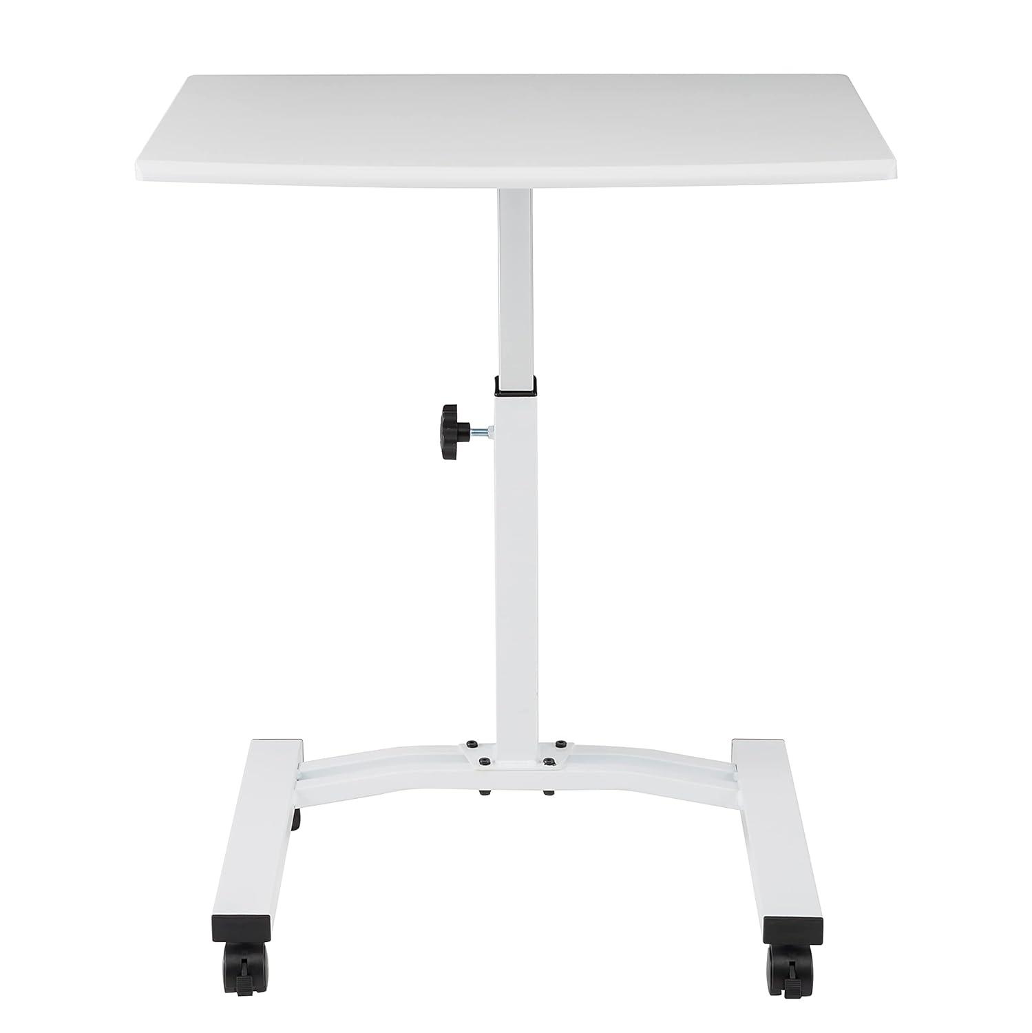 Seville Classics 23.75" Height Adjustable Mobile Laptop Desk, White