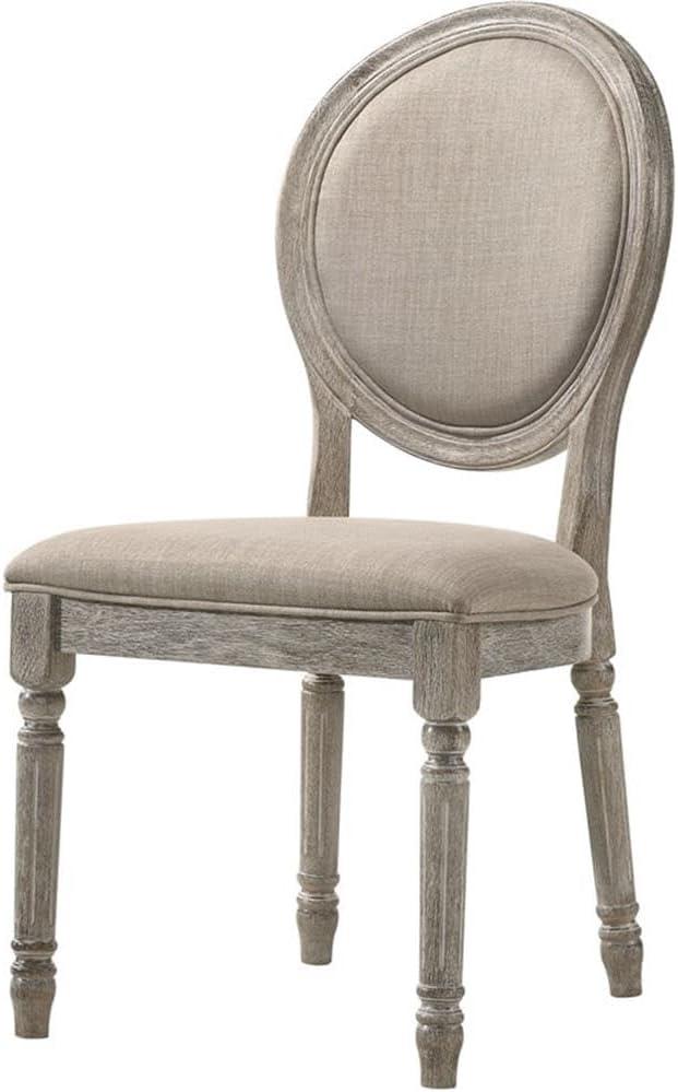 Faustine Accent Chair Tan Fabric/Salvaged Light Oak Finish - Acme Furniture