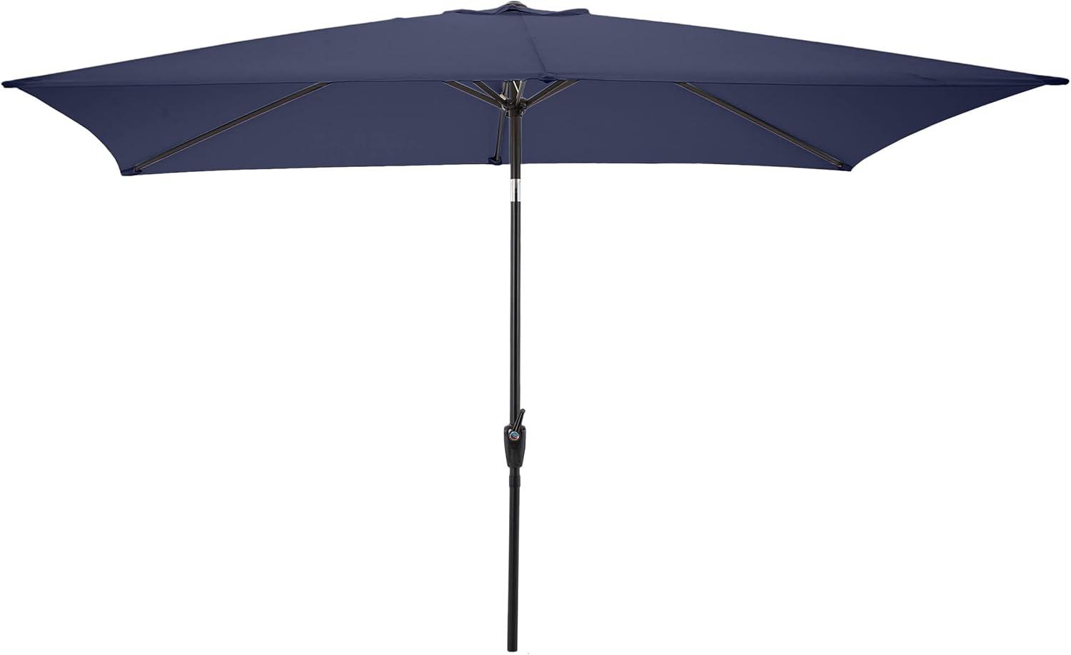 Pure Garden 10-ft Rectangular Patio Umbrella - Easy Crank Sun Shade with Push Button Tilt for Outdoor Furniture, Deck, Backyard, or Pool