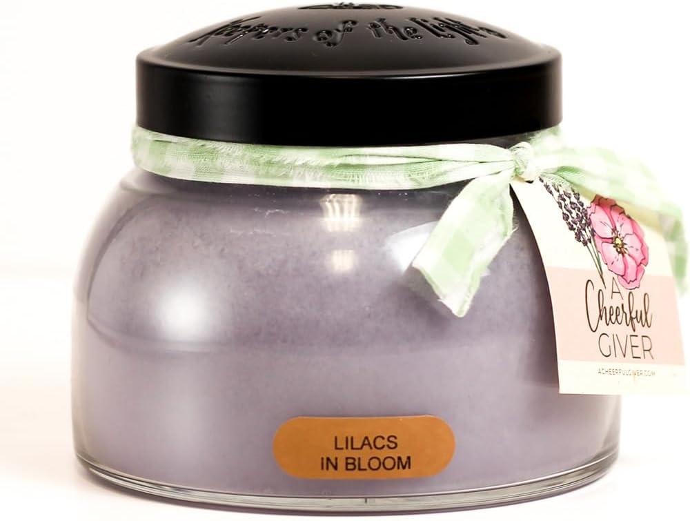 A Cheerful Giver - Lilacs In Bloom Mama Scented Glass Jar Candle (22oz) with Lid & True to Life Fragrance Made in USA