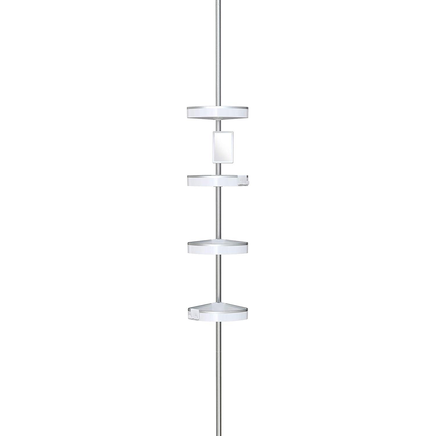 Better Living Products HiRISE 4 Tension Shower Caddy w/Mirror