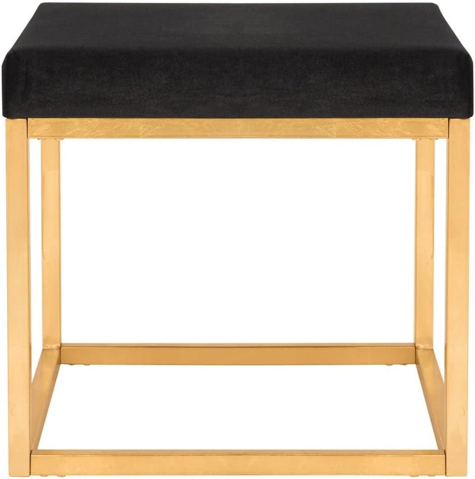 Rowan Contemporary Glam Square Ottoman - Black/Gold - Safavieh