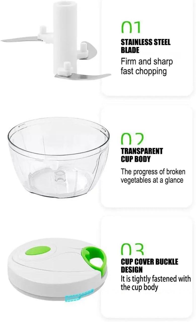 FC-Manual Vegetable Chopper- Portable Food Processor for Vegetables, Garlic, Fruits Nuts Onions Chopper Hand Pull Mincer Blender Mixer Food processor-18003