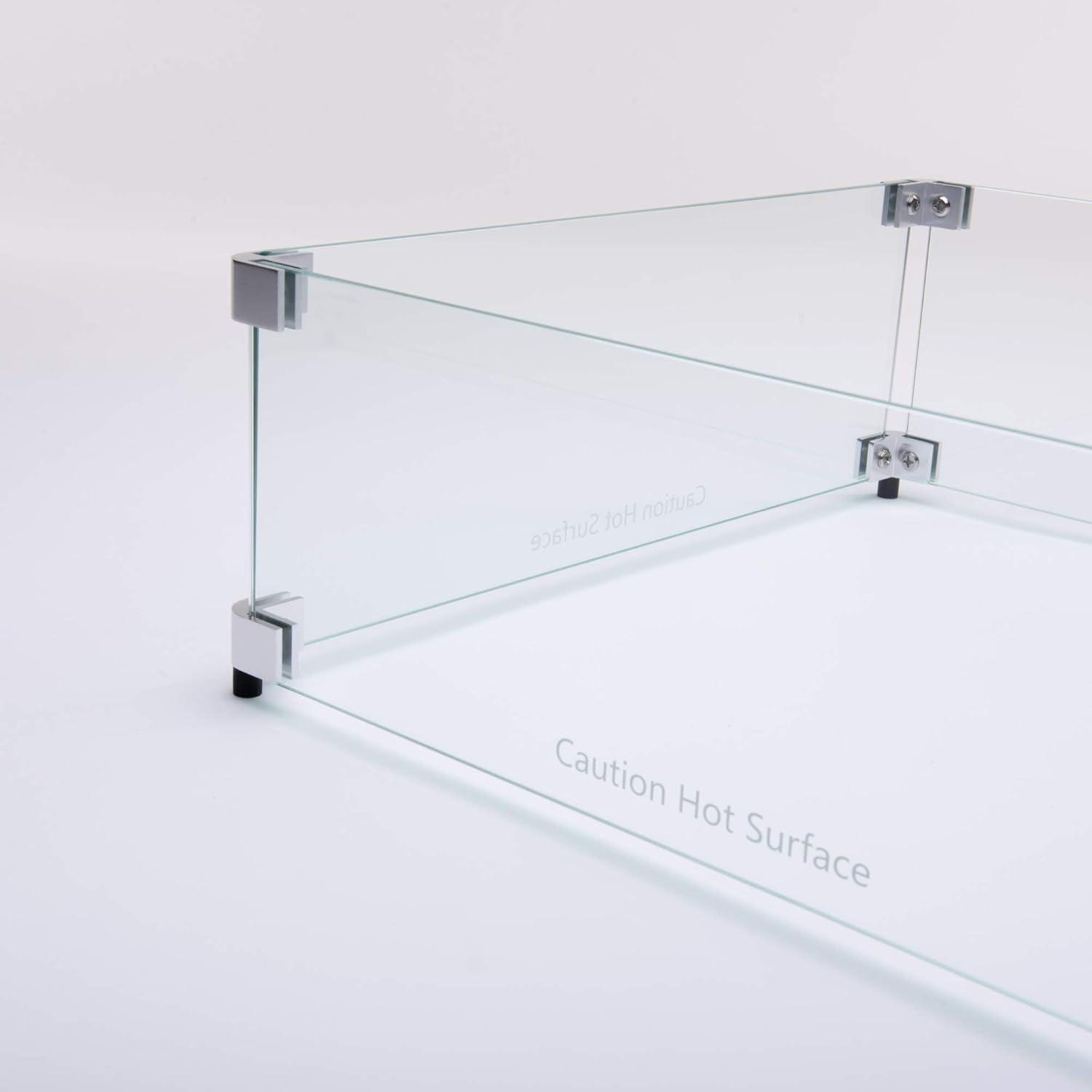 Celestial Fire Glass Square Fire Pit Wind Guard
