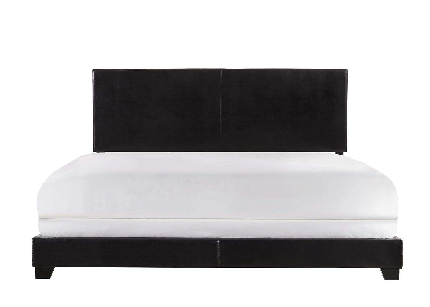 Crown Mark Erin Faux Leather Bed, Black, King