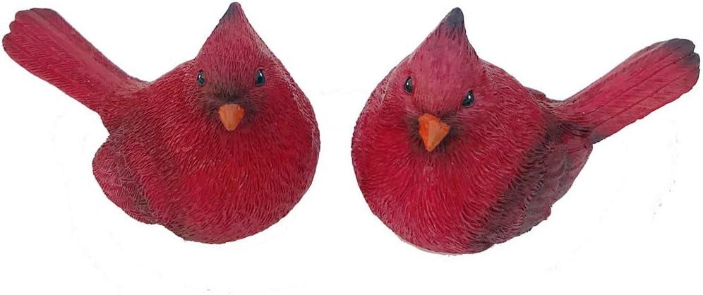 Darware Cardinal Figurines, 2pc Set; Resin Red Bird Statue Figures for Christmas and Seasonal Decor; Large 5.5 x 4 Inch Figures