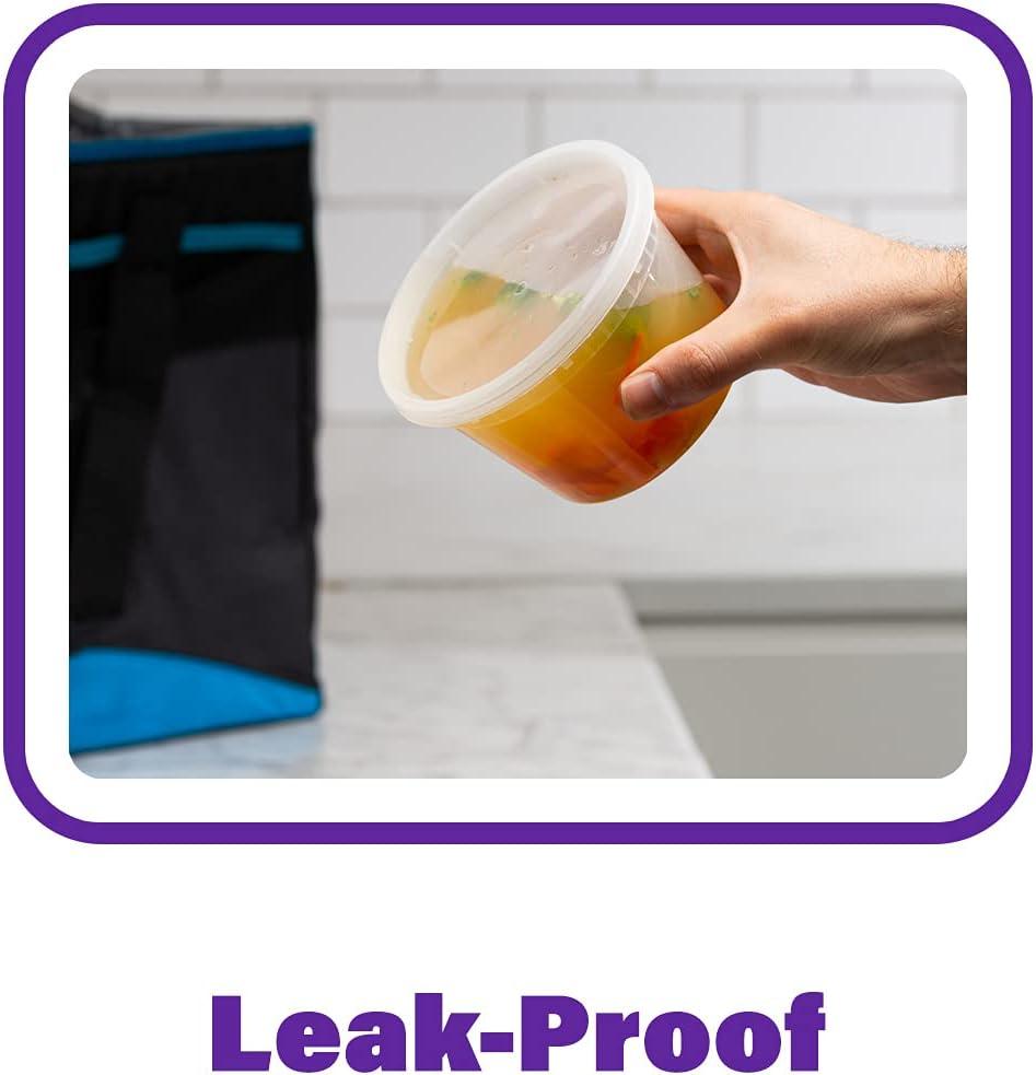 48 Sets - 16 oz. Plastic Deli Food Storage Containers with Airtight Lids