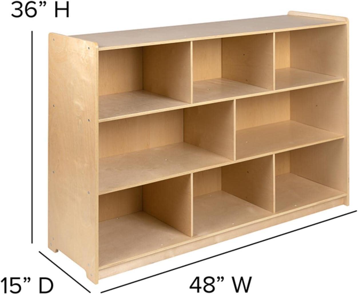 Flash Furniture Wooden School Classroom Storage Cabinet/Cubby for Commercial or Home Use - Safe, Kid Friendly Design (Natural)