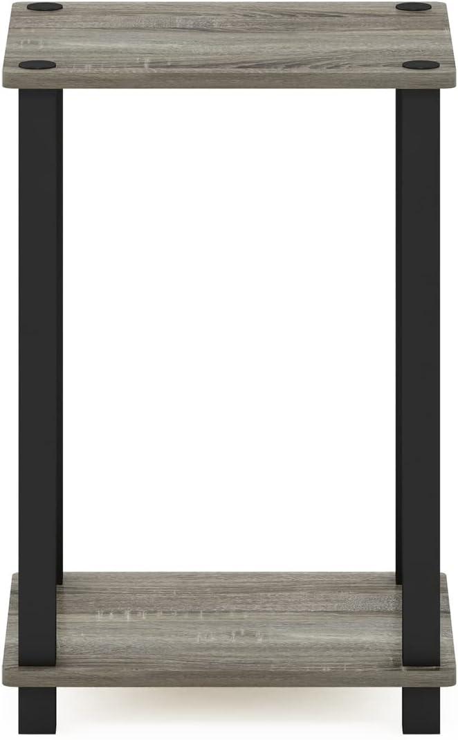 French Oak & Black Simplistic 11.5" Rectangular End Table