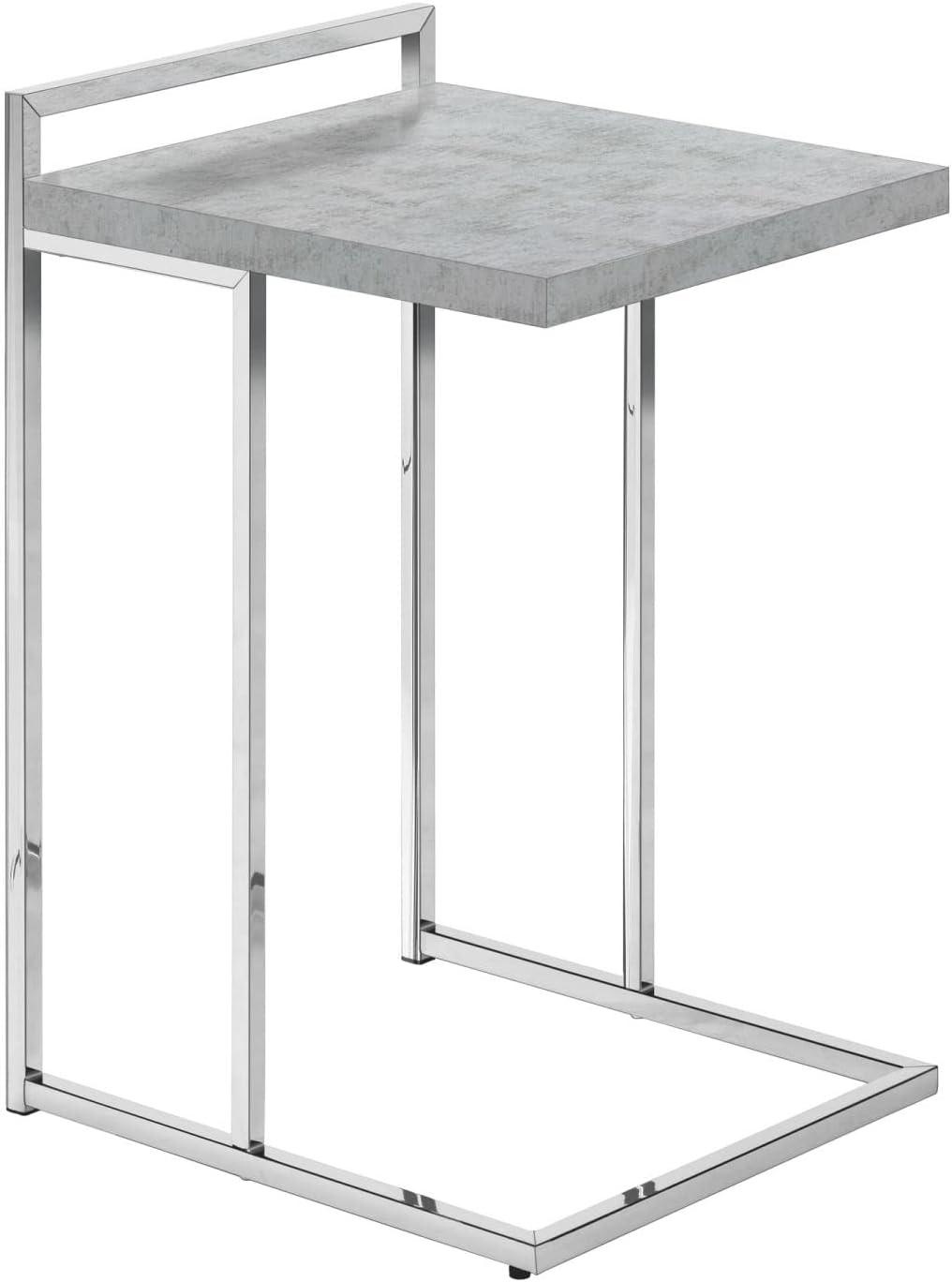 Monarch Specialties Accent Table C-Shaped End Side Snack Living Room Bedroom Metal Laminate Grey Chrome Contemporary Modern
