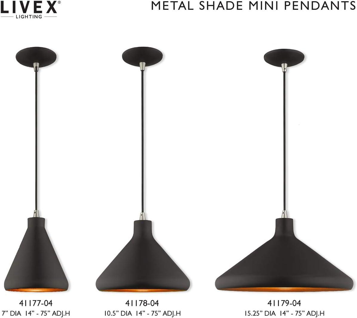 Livex Lighting Metal Shade 1 - Light Chandelier in  Black