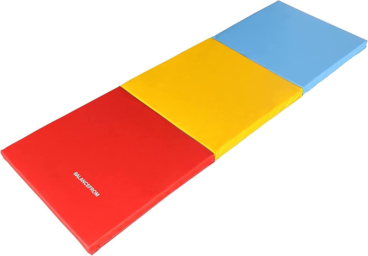 BalanceFrom Fitness Balancefrom Fitness Gogym 6' X 2' X 1.5" Folding 3 Panel Exercise Gym Mat, Blue