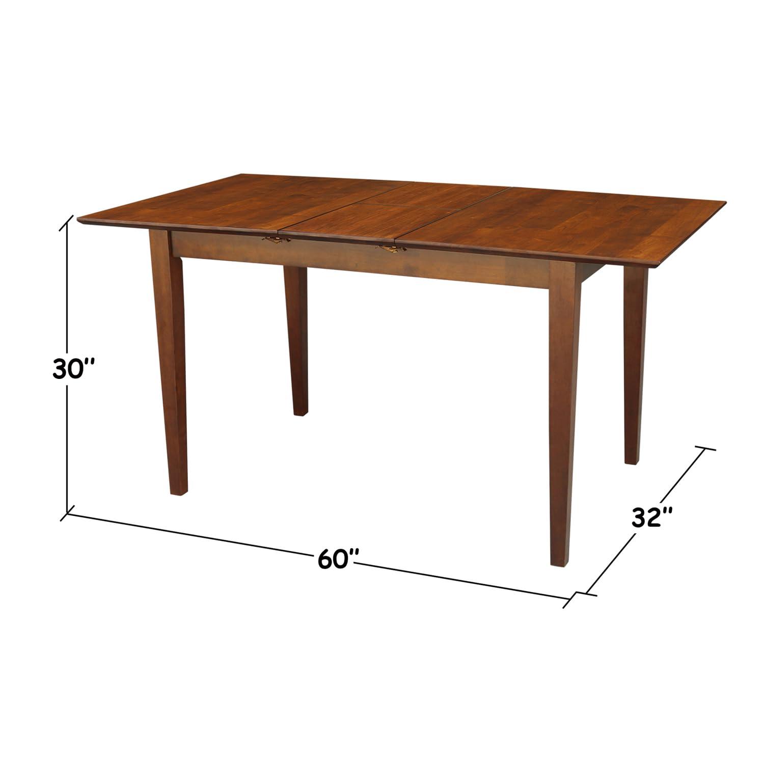 32"x48" Shaker Extendable Dining Table Brown - International Concepts: Seats 6, Solid Wood
